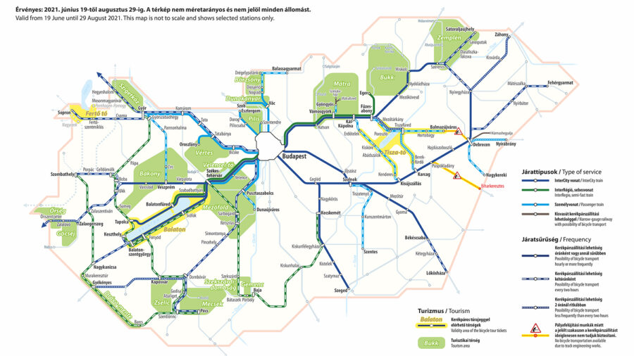 Vasúti kerékpárszállítási lehetőségek magyarországi úti célokhoz